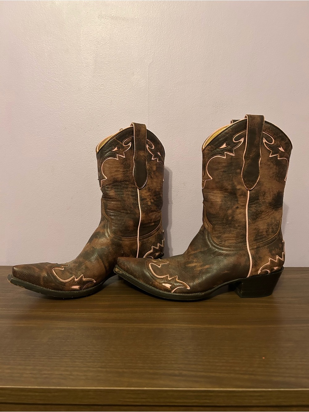 Vintage Old Gringo Villa Cowboy Boots—Brown and Pink